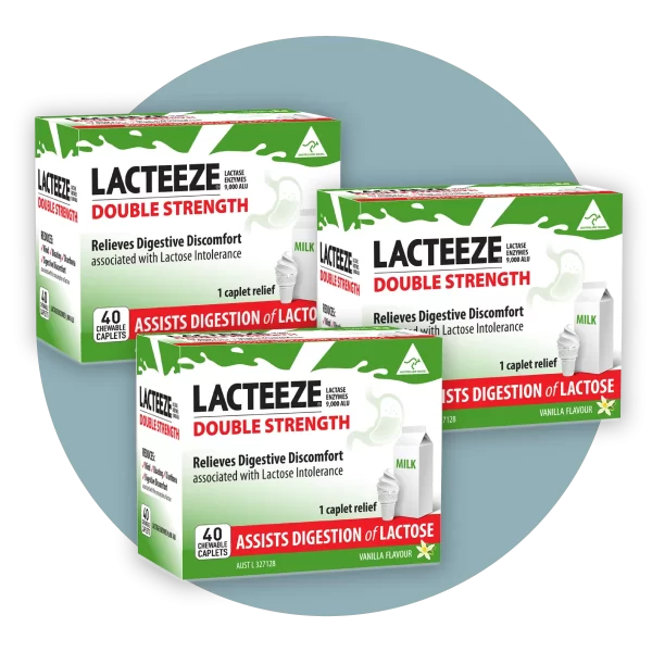 Set of three Lacteeze Double Strength Chewable Caplets