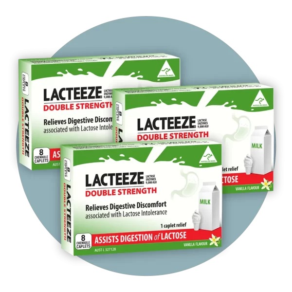 Set of three Lacteeze Double Strength Chewable Caplets