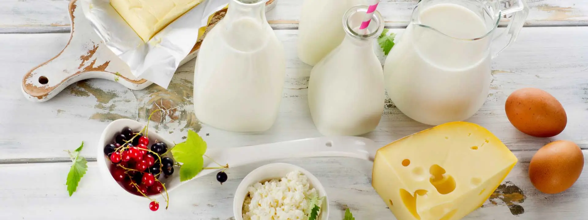 Range of dairy products on a table