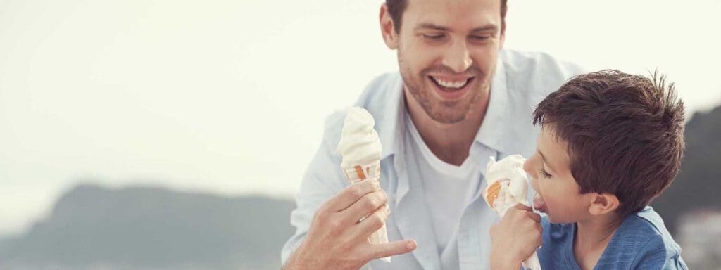 Father and son having an Ice Cream